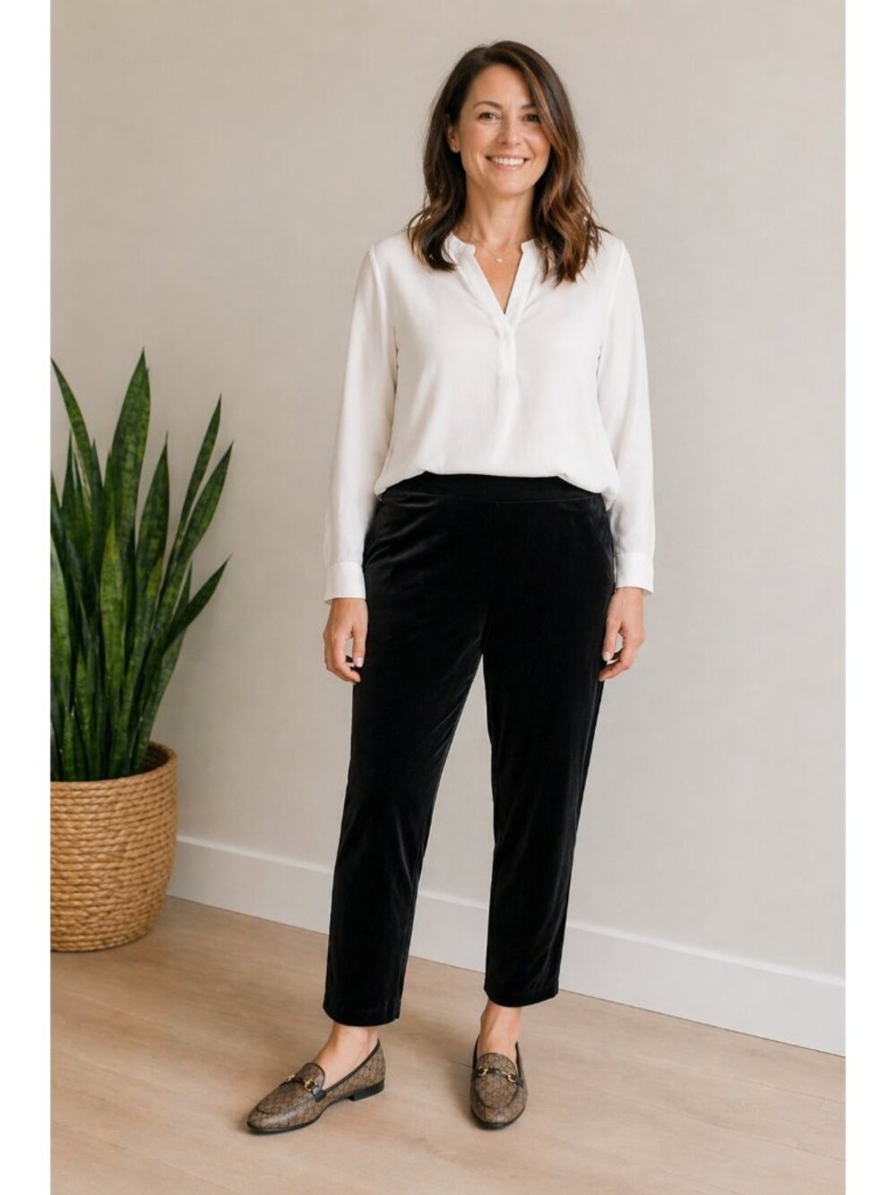 Eileen Fisher Velvet Crop Ankle Pants XL Black NWT Taper Stretch